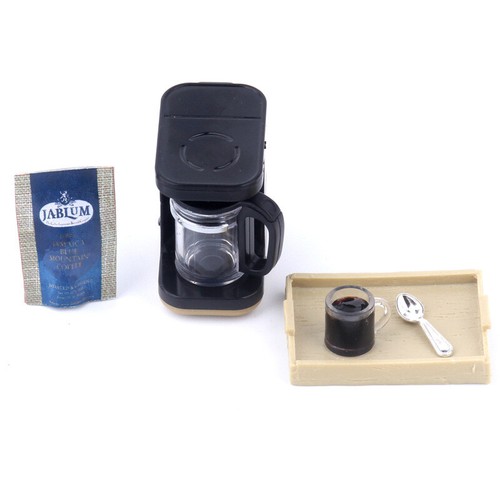 1Set 1:12 Dollhouse Miniature Coffee Machine Coffee Cup Spoon Tray Scene Decor - Picture 8 of 8