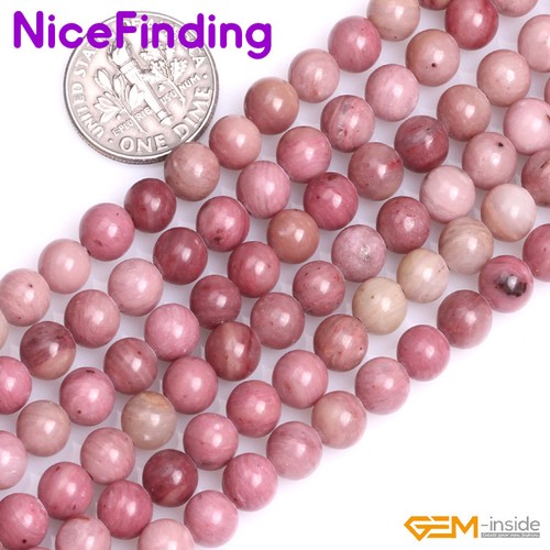 Natural Smooth Faceted Rhodonite Stone Beads For Jewelry Making 6,8,10,12,14mm - Picture 20 of 90