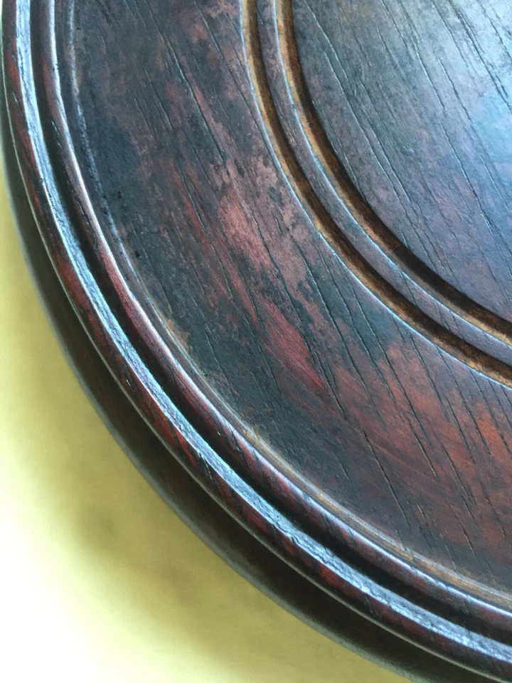 Antiguo soporte de base de madera dura tallada china o soporte de plantas de finales de la dinastía Qing Foto 2 de 4