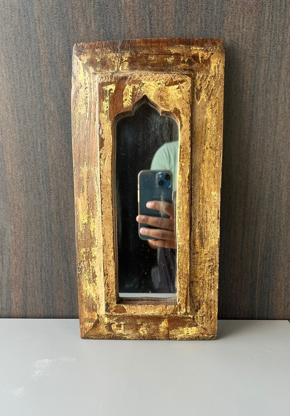 Antique Wooden Hand Painted Wall Hanging Long Mirror Frame Decorative