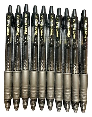 10 Pilot G2 Pens 07 Retractable Roller Ball Gel Black Ink Smooth Writing 10 Qty