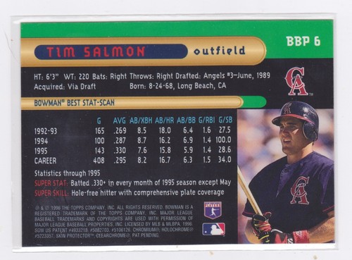 1996 Bowman - Bowman's Best Preview - Tim Salmon #BBP6 - Picture 2 of 2