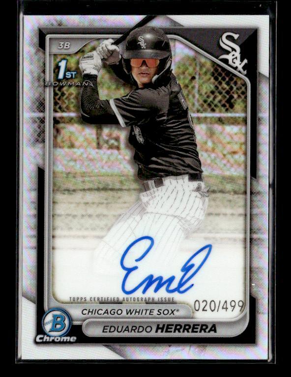 2024 Bowman Chrome #CPA-EH Eduardo Herrera Auto Refractor #/499 White Sox