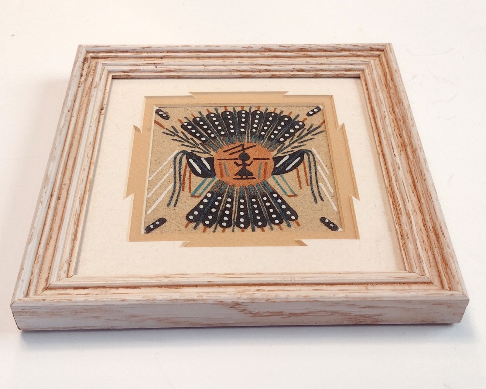 Framed Navajo Sandpainting Traditional Wall Art Ethnic Balance and