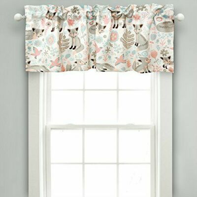 Lush Decor Half Moon Pixie Fox Gray Pink Window Valance 52'' x 18'' 
