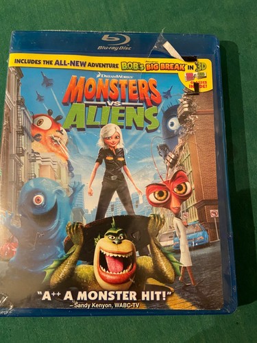 Monsters vs. Aliens (Blu-ray Disc, 2009) AND BOB'S BIG BREAK 3D NEW SEALED DVD - Imagen 1 de 4