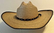 Justin 20X Bent Rail Western Straw Cowboy Hat Size 7 56 Leather Band Ranch Rodeo