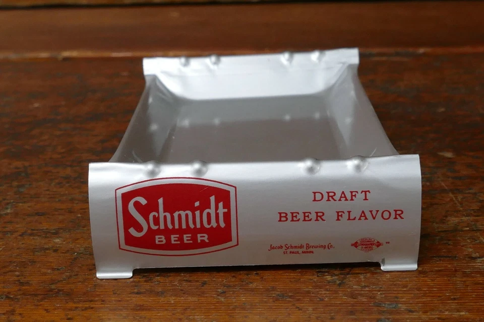 Cenicero publicitario vintage de metal de cerveza Schmidt de los años 50 nuevo de colección St. Paul Minnesota Foto 3 de 4