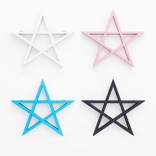 Gothic Star Pentagram Wall Shelf Wiccan Wooden Display Rack for Crystals Tarot