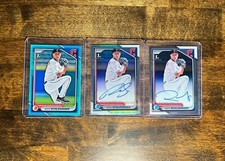 2024 Bowman Draft Rafe Schlesinger 3-Card Lot - Refractor + Base Autos, Sky Blue