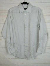 Pronto Uomo Mens Long Sleeve Light Gray Button Up Shirt Size 15 32/33 W768
