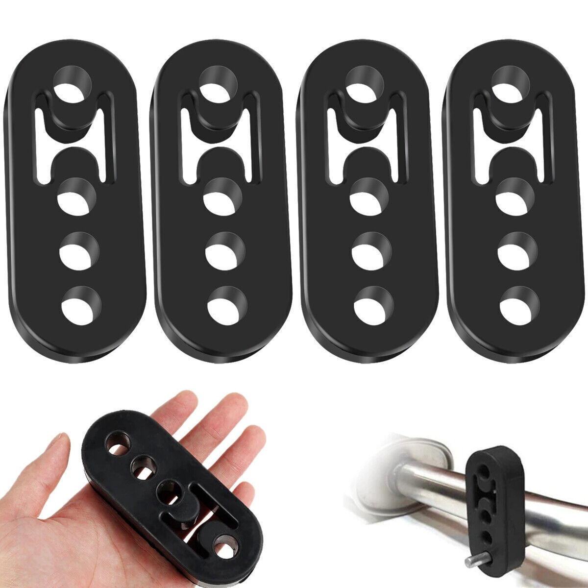 4Pcs Universal Adjustable Exhaust Hanger Rubber Mount with 4 Holes