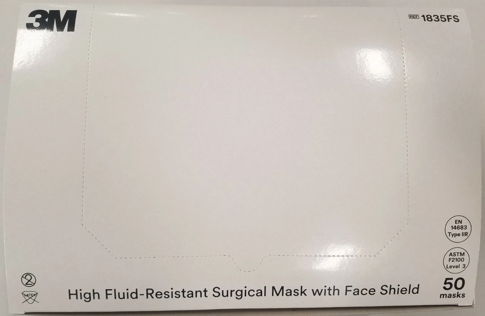 *50-Pieces* 3M Tie-On Surgical Mask EN14683 Type IIR W/Face Shield Green 1838FSG