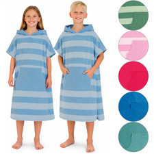 Kids Changing Robe Towel Poncho Microfibre Hooded Swim Surf Ages 6-13