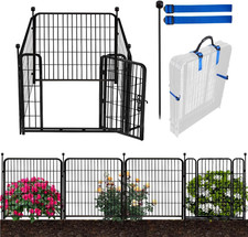 Heavy Duty 54" Tall Garden Fence with Wide Door - 8.8 Ft Metal Dog Barrier