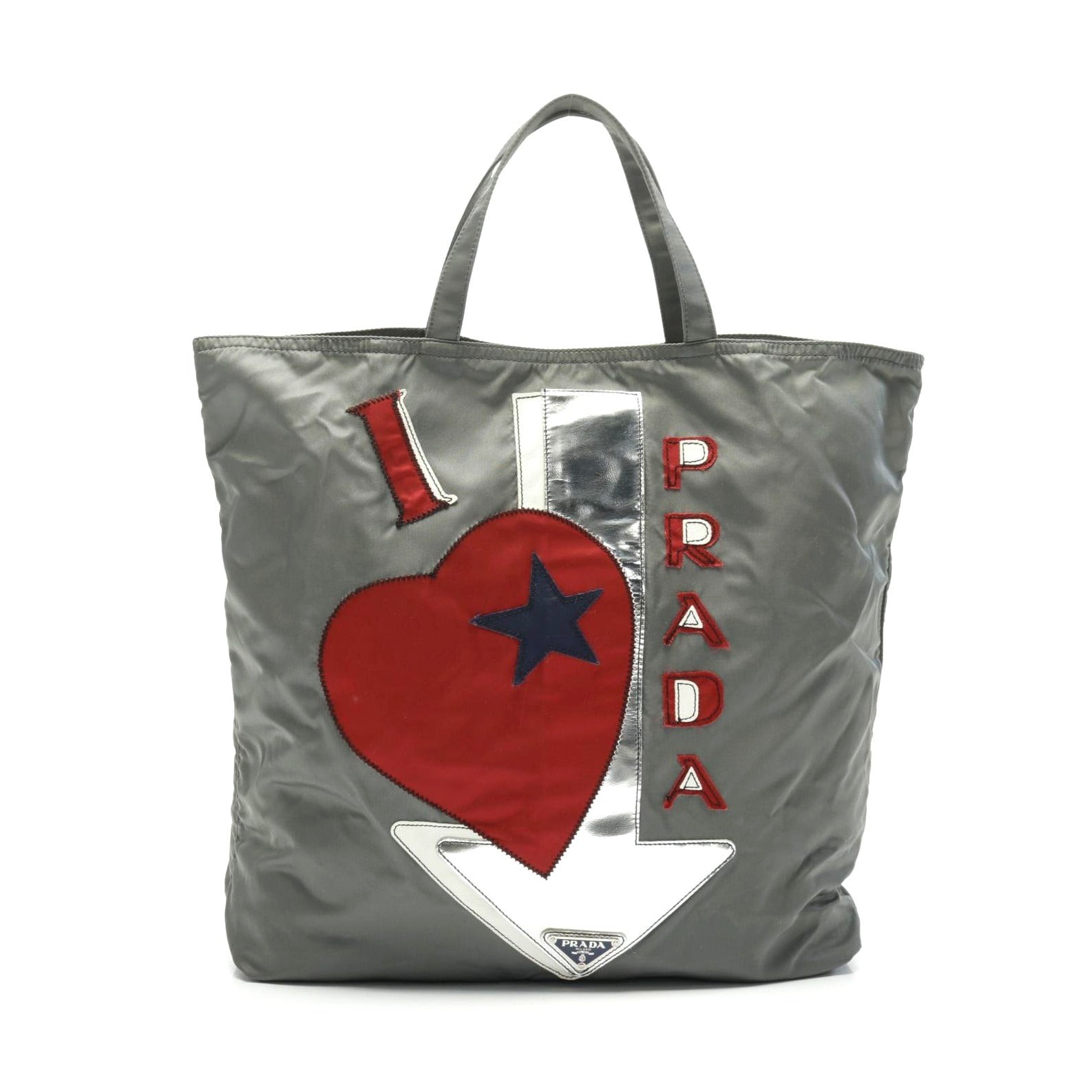 Prada Gray Multicolor Nylon Tote Bag