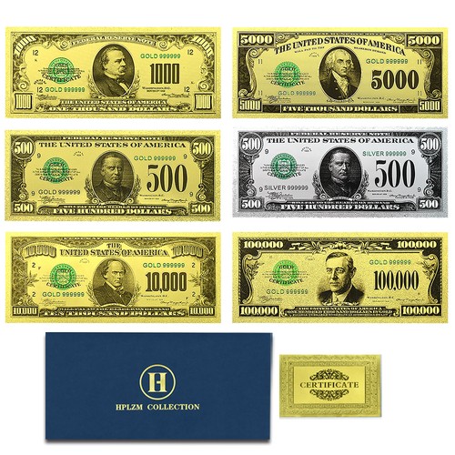 6 pz/set banconote lamina d'oro dollari USA banconote da collezione Gold Foil banconote - Foto 1 di 8