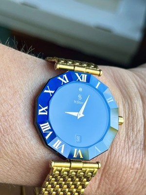 H. STERN Watch SAFIRA 18K Gold Bracelet Sapphire Collection Vintage Mens RARE