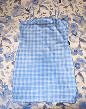 SHEIN Women's Blue White Plaid Square Neck Strappy Mini Dress XL