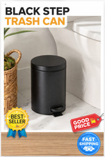 1.3 Gallon Metal Bathroom Trash Can Matte Black Removable Liner Small Bin