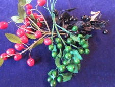 Vtg Millinery Fruit Collection Red Green Black 5/8" Berry. H5536