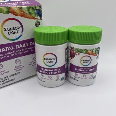 Rainbow Light Prenatal Daily Duo MultiV 30 Sft Gels DHA 30 Tabs READ DESCRIPTION