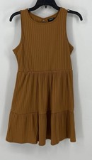 Originality Preowned Womens Ribbed Orangish Brown Sleeveless Dress Soft