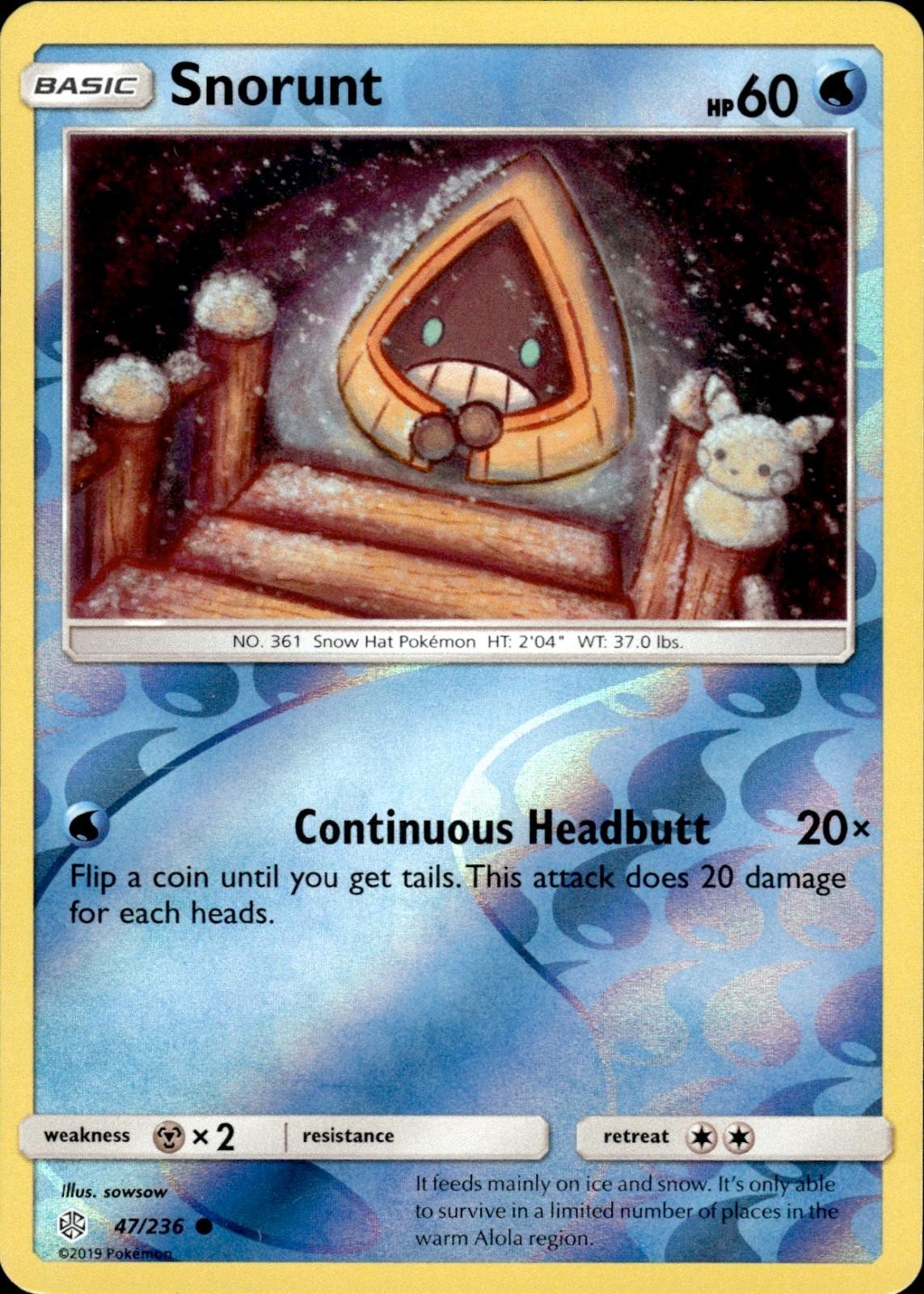 SNORUNT 47/236 C COSMIC ECLIPSE POKEMON REVERSE HOLO NEAR MINT