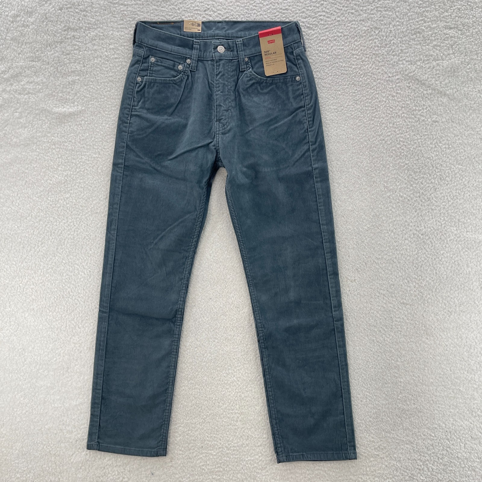Levis 505 Pants Mens 31x30 Slate Gray Corduroy Pinwale Regular Straight Preppy
