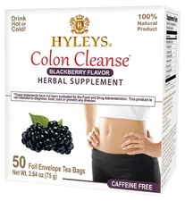 HYLEYS Tea Wellness Colon Cleanse, Blackberry, 50 Count, 1 Pack
