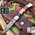 Ashen Edge Handmade Twist Damascus Folding Knife Bone and Wood Back Lock EDC