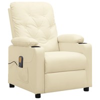 Massagesessel Creme Kunstleder Shiatsu WäRmefunktion Elektrisch Klappbar