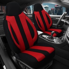 2x Sitzbezüge passend für Ford Tourneo Transit Custom (Schwarz-Rot)