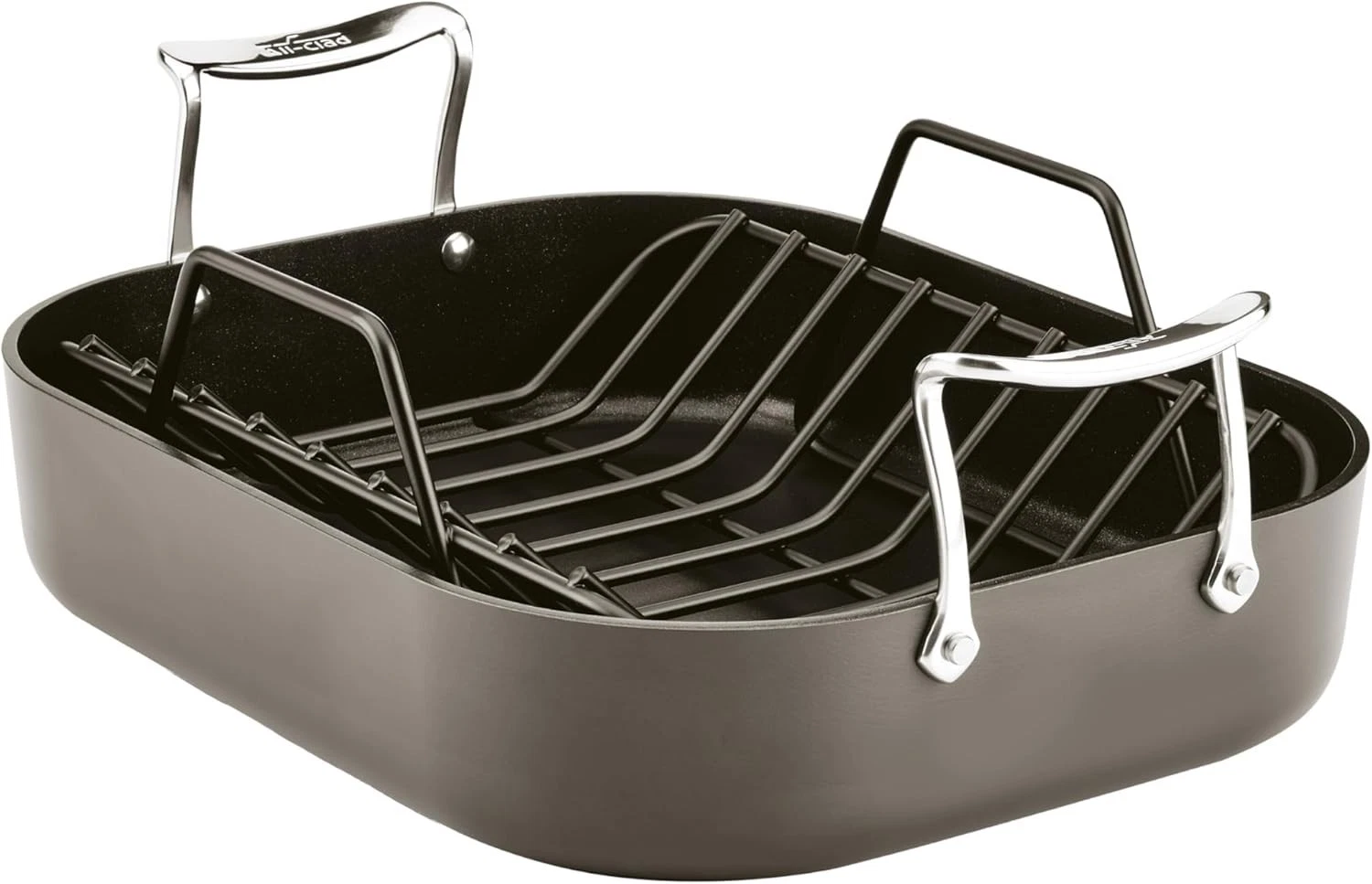 All-Clad Essentials Hard Anodized Nonstick Roaster with Rack 11x14-Inch