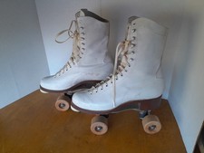 Chicago Roller Skates w Brooks Upper - Vintage 1950 Womens Size 7 Wood Wheels