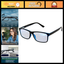 Black Blue Light Blocking Glasses for Men/Women - Anti-Fatigue Computer Gaming E