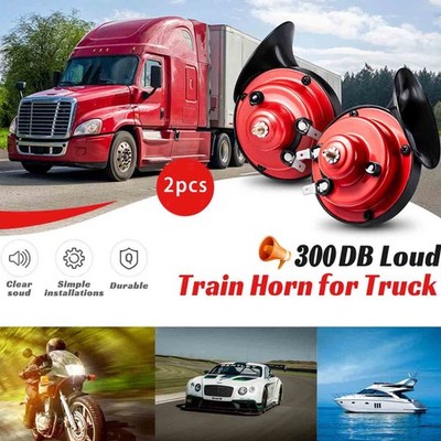 2 Pack 300DB super loud 12V train horn tricycle truck whistle waterproof horn