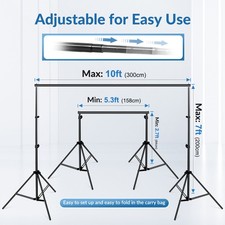 10FT Photography Adjustable Background Stand Support Photo Backdrop Crossbar Kit