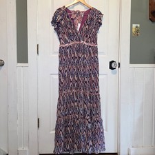 Marie Oliver Tiered Maxi Dress Silk Blend Multicolored Resort Vacay Flowy Boho 8