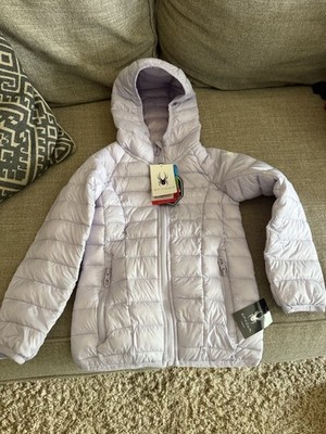 Spyder Girls Hooded Puffer Jacket Full Zip Insulated Skiing Purple 5/6