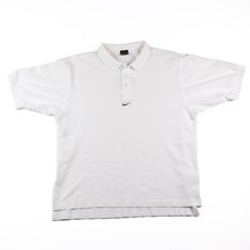 Vintage Y2K Nike Polo Shirt Mens Large White Mini Swoosh Golf Casual Classic