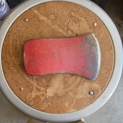 Vintage Axe Head Painted Red