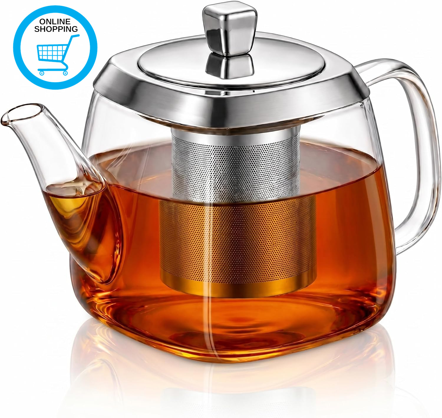 Glass Teapot with Infuser 1300Ml – Large Borosilicate Tea Pot with Removable Sta