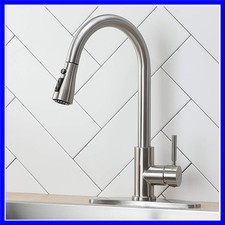 Kitchen Faucet, Brushed Nickel Kitchen Sink Faucet with Pull Down Sprayer, Hi...