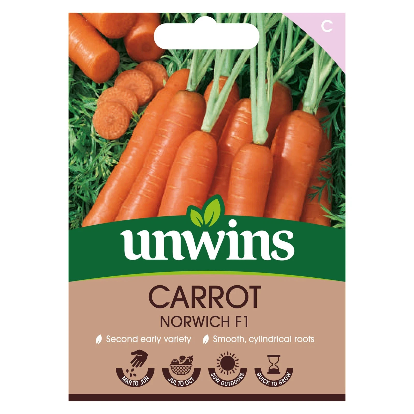 Unwins Seeds Carrot Norwich F1  Approx 300 seeds