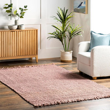 Handmade Daniela Pink Jute Area Rug 5 X 8 Soft Durable