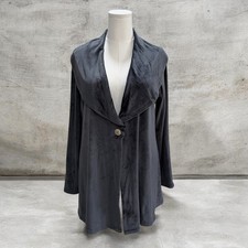 Charcoal Velvet Draped Open Front Jacket Womens NWOT Soft Minimalist Cardigan