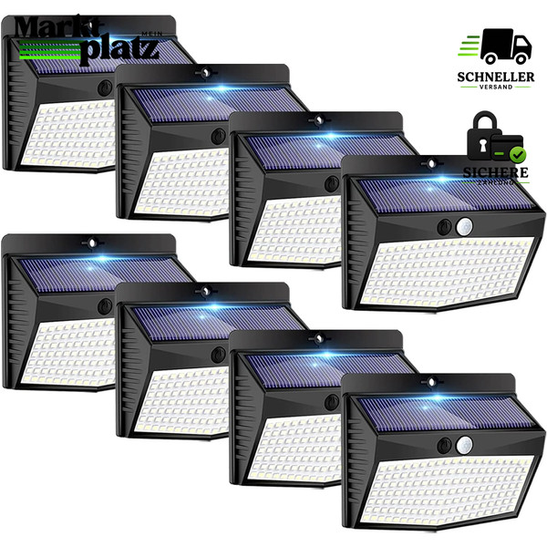 Solarlampen 8 StüCk Mit Bewegungsmelder LED Strahler IP65 Wasserdicht FüR Garten-image