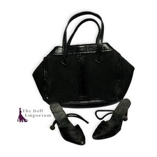 16” Doll - Black Mule Shoes And Bag - Fits FR16, Tonner, Other 16” Dolls