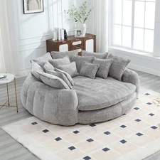Double Oversized Sofa Bed with Armrests Round Sofa Bed for Living Room